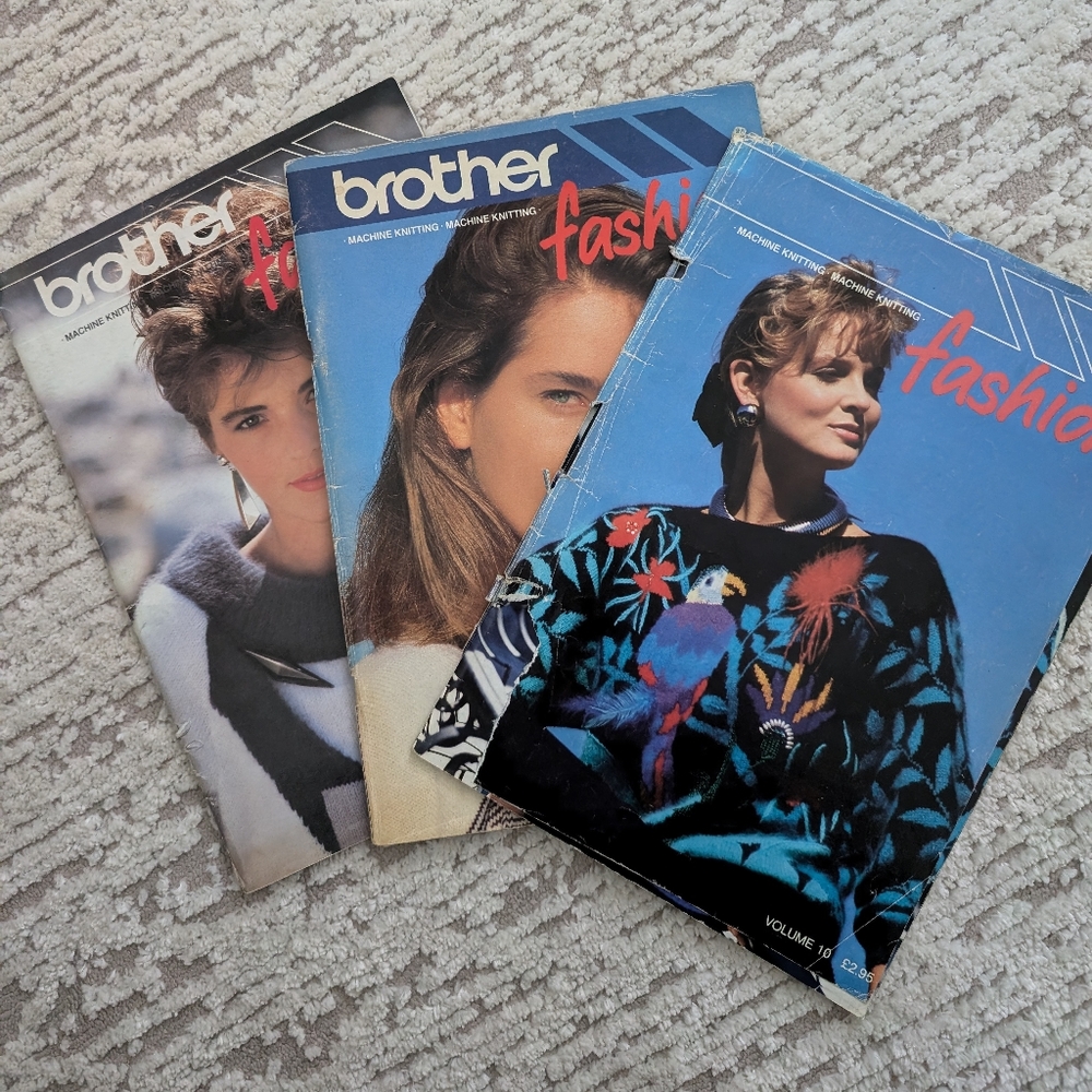 3 VINTAGE Brother Fashion Machine Knitting Pattern Magazines Vol. 9, 10, 12